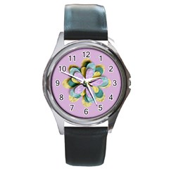 Round Metal Watch - Template- Flower