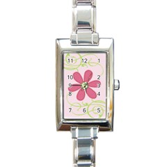 Rectangular Italian Charm Watch - Flower2