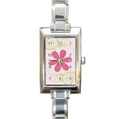 Rectangular Italian Charm Watch - flower2 - Rectangle Italian Charm Watch