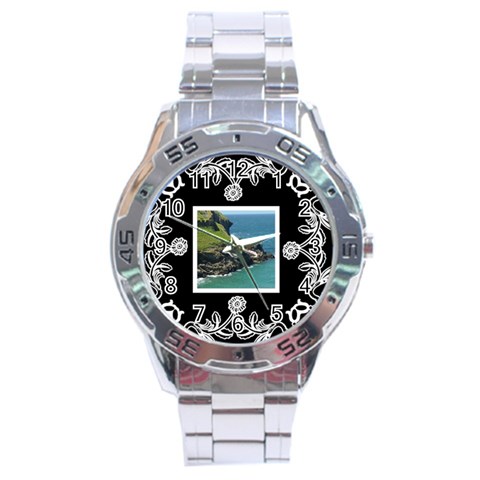 Stainless Analogue Art Nouveau Classic Black Face Watch By Catvinnat Front