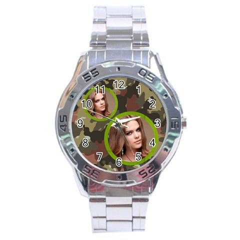 Stainless Analogue Army Fatigue Twin Frame Camo Watch By Catvinnat Front