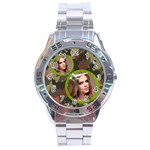 stainless analogue army fatigue twin frame camo watch - Stainless Steel Analogue Watch