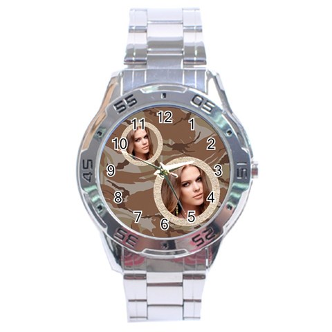 Stainless Analogue Army Fatigue 2 Twin Frame  Desert Camo Watch By Catvinnat Front