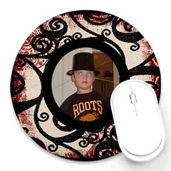 Fantasiared black & beige classic round mousemat - Round Mousepad