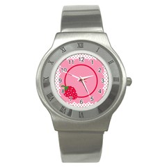 strawberries watch 01 - Stainless Steel Watch