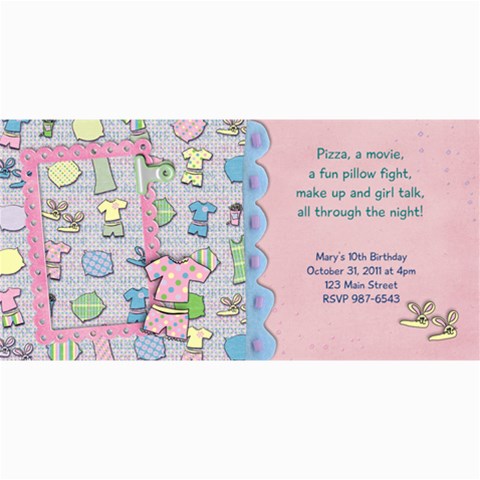 Slumber Party Invitation Photo Card By Mikki 8 x4  Photo Card - 9