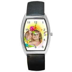 flower kids - Barrel Style Metal Watch