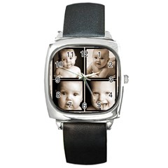 Fantasia grandchildren 4 frame black strap watch - Square Metal Watch Fantasia grandchildren 4 frame black strap watch - Square Metal Watch