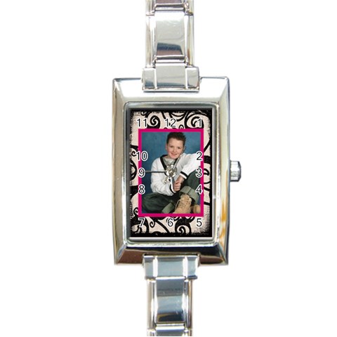 Fantasia Classic Pink Frame Rectangle Charm Watch By Catvinnat Front