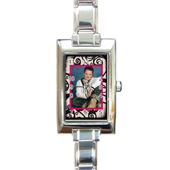 Fantasia Classic Pink Frame Rectangle Charm Watch