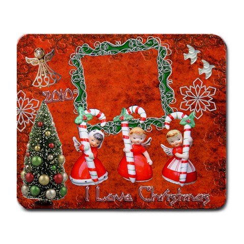 Christmas Candy Cane Angels Large Mousepad By Ellan Front