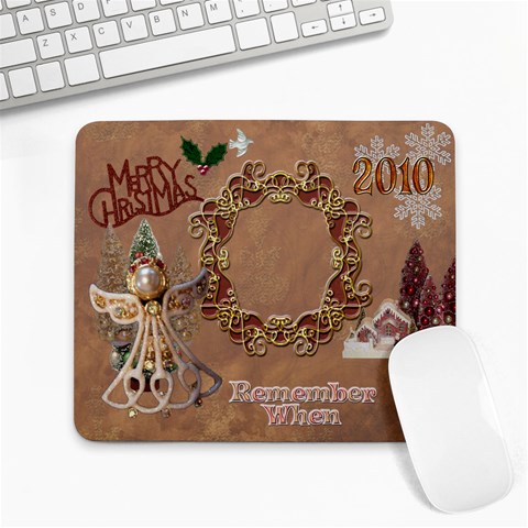 Christmas Gold Angel Remember When Large Mousepad By Ellan Front