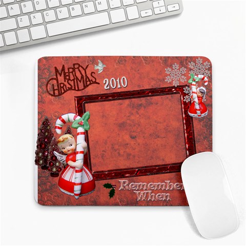 Christmas Candy Cane Angels Remember When Large Mousepad By Ellan Front