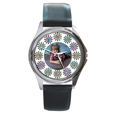 Flower Round Watch With Photo By Amanda Bunn Front