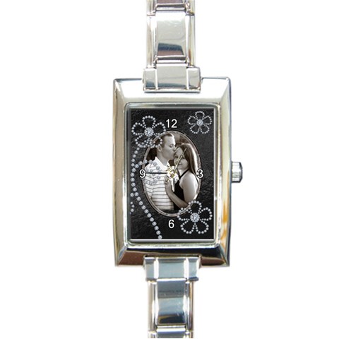Black & Diamond Flower Charm Watch By Lil Front