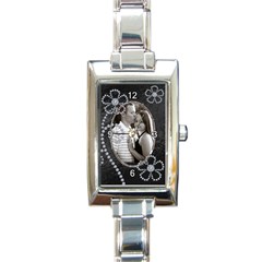 Black & Diamond Flower Charm Watch