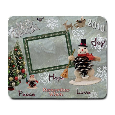 Merry Christmas Snowman Snowflake Remember When Large Mousepad By Ellan Front