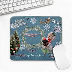 Merry Christmas lantern girl blue snowflake remember when large mousepad