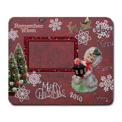Merry Christmas Lantern Girl Red Snowflake Remember When Large Mousepad By Ellan Front