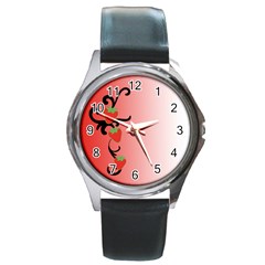Strawberry - watch - Round Metal Watch