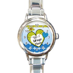 Flowers and hearts - Watch - Round Italian Charm Watch