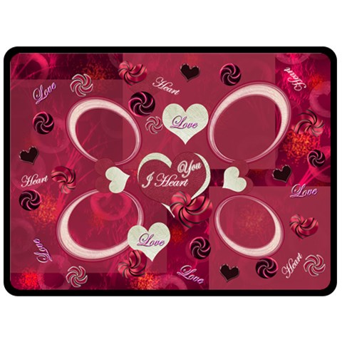 I Heart You Pink Smaller Frames Fleese Blanket By Ellan 80 x60  Blanket Front