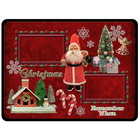 Vintage Christmas Santa Old Fashioned Fleece Blanket By Ellan 80 x60  Blanket Front