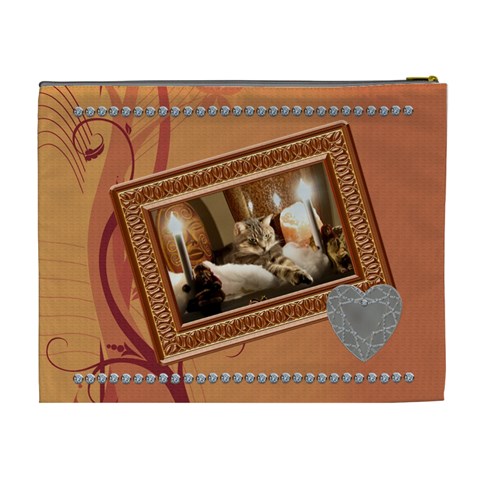 Copper, Chrome & Diamonds Xl Cosmetic Bag By Lil Back