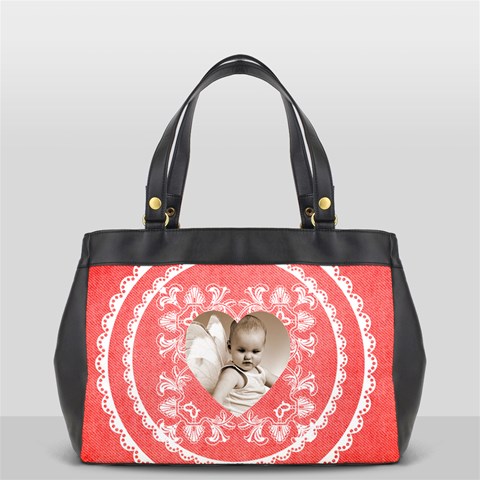 Lacy Heart Red Valentines Oversized Office Bag 2 By Catvinnat Front