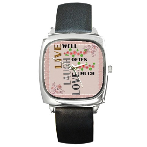 Live, Love, Laugh Square Metal Watch By Lil Front
