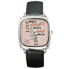 Live, Love, Laugh Square Metal Watch