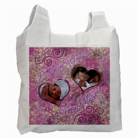 I Heart You Pink Swirl Recycle Bag By Ellan Front