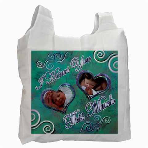 I Heart You Blue Aqua2 Baby Recycle Bag By Ellan Front