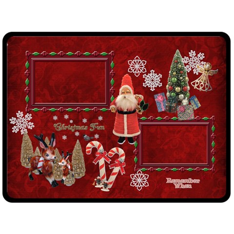 Vintage Christmas Santa Old Fashioned Fleece Blanket By Ellan 80 x60  Blanket Front