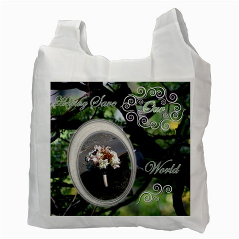 I Heart You This Much Love Birds Honeymoon Recycle Bag 2 Sides By Ellan Back