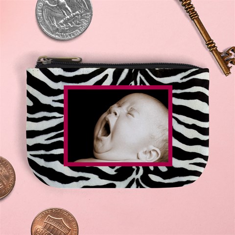 Zebra Pink Mini Coin Purse By Catvinnat Front