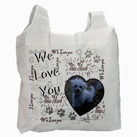 We Love You This Much Paw Black White Recycle Bag By Ellan Front