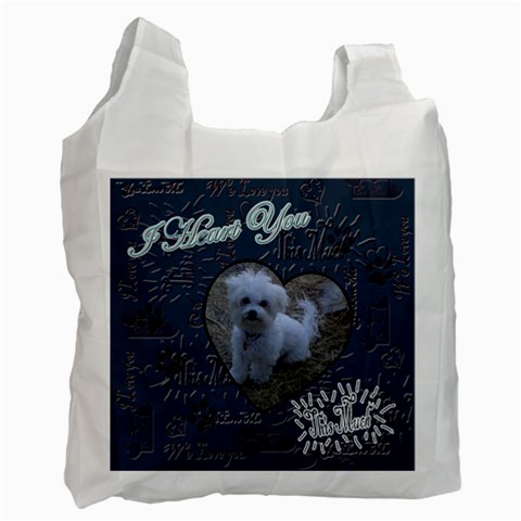 We Love You This Much Paw Blue White Recycle Bag By Ellan Front