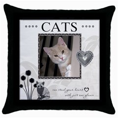 Cats can Steal Your Heart Throw Pillow Case - Throw Pillow Case (Black)