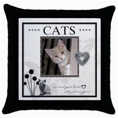 Cats can Steal Your Heart Throw Pillow Case - Throw Pillow Case (Black)