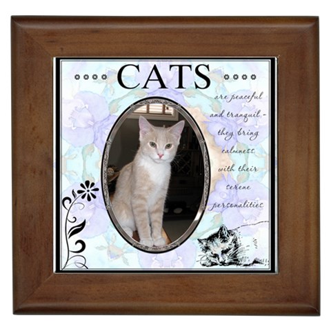Cats Are Peaceful Framed Tile By Lil Front