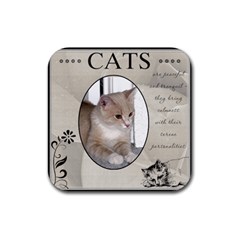 Cats are Peaceful Coaster - Rubber Coaster (Square)