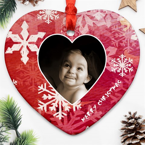 Ruby Slippers Red  Snowflake Heart Ornament By Catvinnat Front