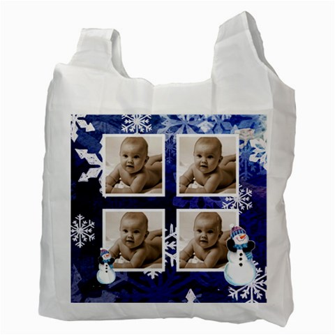 Let It Snow Midnight Blue Recycle Bag By Catvinnat Back
