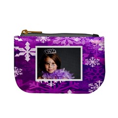 Snowflakes purple mini coin purse
