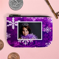 Snowflakes purple mini coin purse