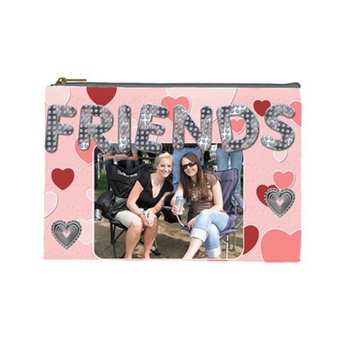 Friends Pink Heart Large Cosmetic Bag By Lil Front