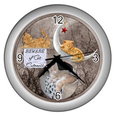 Cat Cuteness Wall Clock - Wall Clock (Silver)