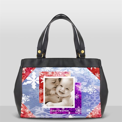 Merry Christmas Snowflakes Oversized Office Handbag By Catvinnat Front
