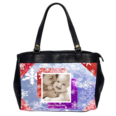 Merry Christmas Snowflakes Oversized Office Handbag By Catvinnat Front